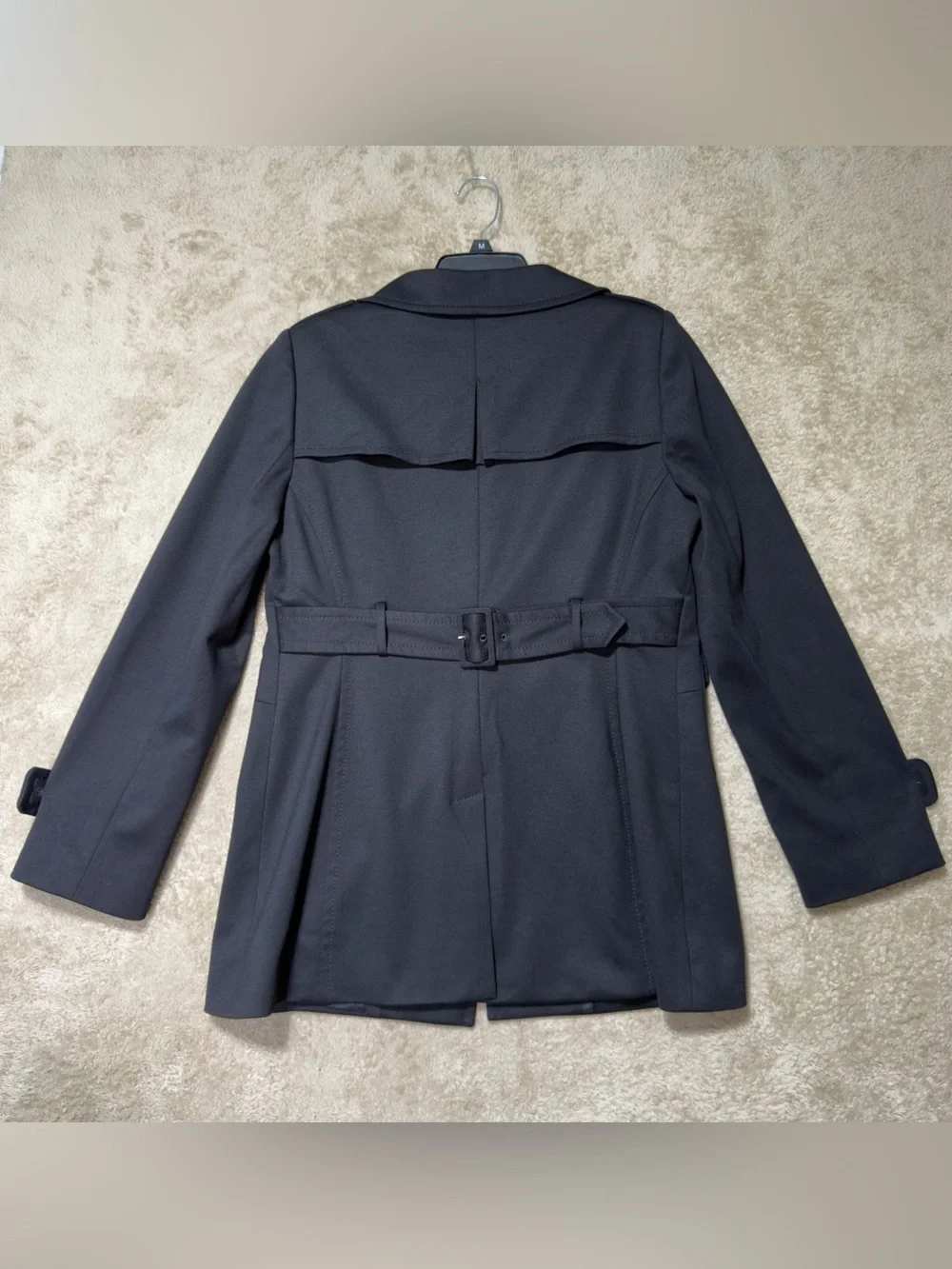 Ann Taylor LOFT Black Peacoat Jacket Women’s Size 12 Belted‎ Wool Blend Classic